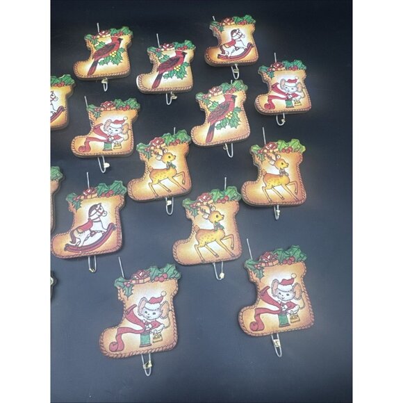VTG Double Sided Leather Stocking Christmas Ornaments Cardinal Deer Mouse 18 - Picture 5 of 9